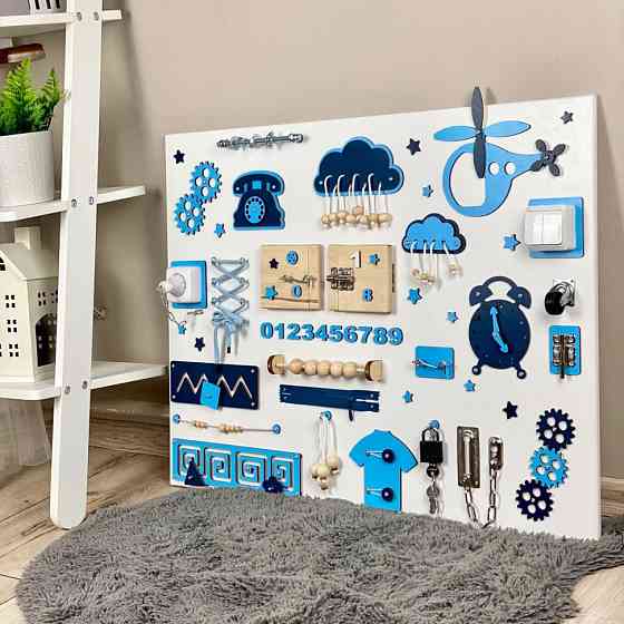 Развивающая игрушка Бизиборд по методике Монтессори TG270035370, 80х60 см, Синий Винница