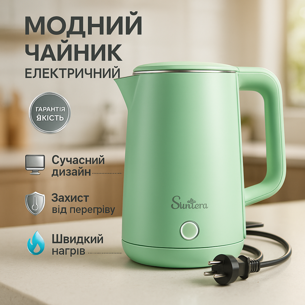 Потужний електричний чайник Suntera, Ергономічний електричний чайник Хороший для дому ZA-87 Львів - фото 11