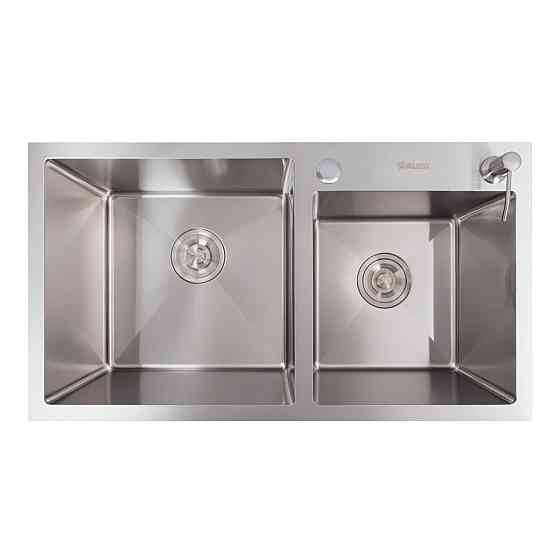 Кухонна мийка 78*43 нержавійка на дві чаші VALESO Handmade (3.0/0.8) Коломыя