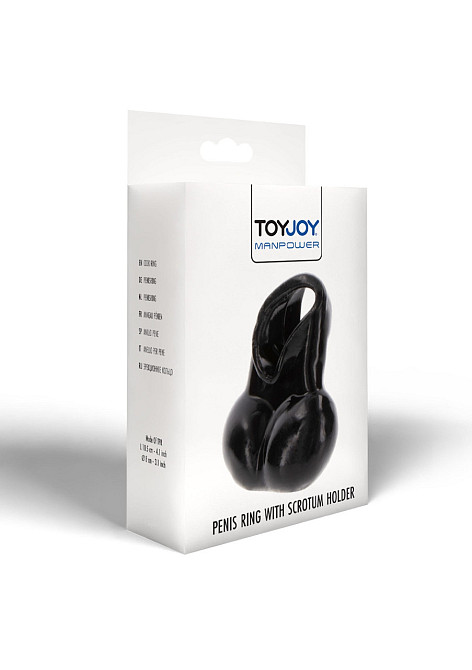 Кольцо для пениса с держателем для мошонки Toy Joy Manpower черное Sex Aura Киев - изображение 6