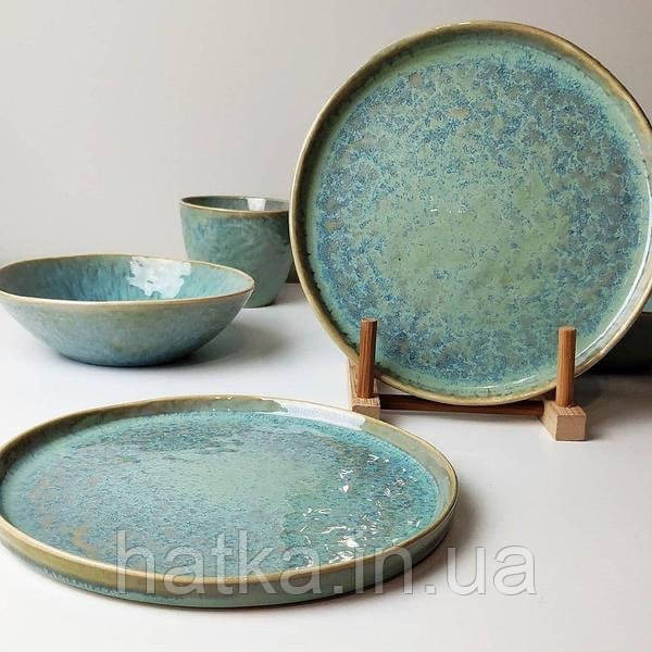 Тарілка Olens 21 см "Месяць" кераміка зелено-блакитна для дому та ресторанів 101-0327 Київ - фото 1