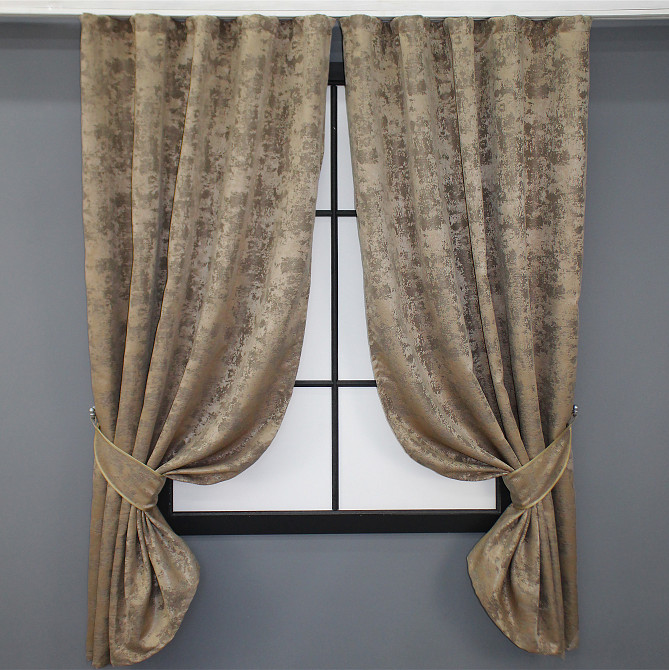 Комплект коротких штор VR-Textil Жакард Sultan YL № 1207ш Капучино 130х160 см 2 шт (39-157) Київ - фото 1