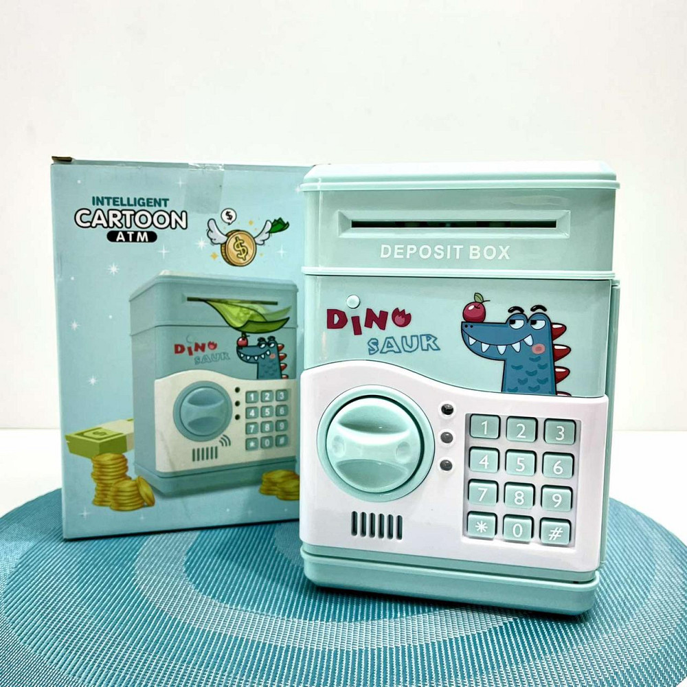 Сейф-скарбничка з кодовим замком та купюроприймачем для паперових грошей та монет Блакитний (MK 4776) Чернігів - фото 1