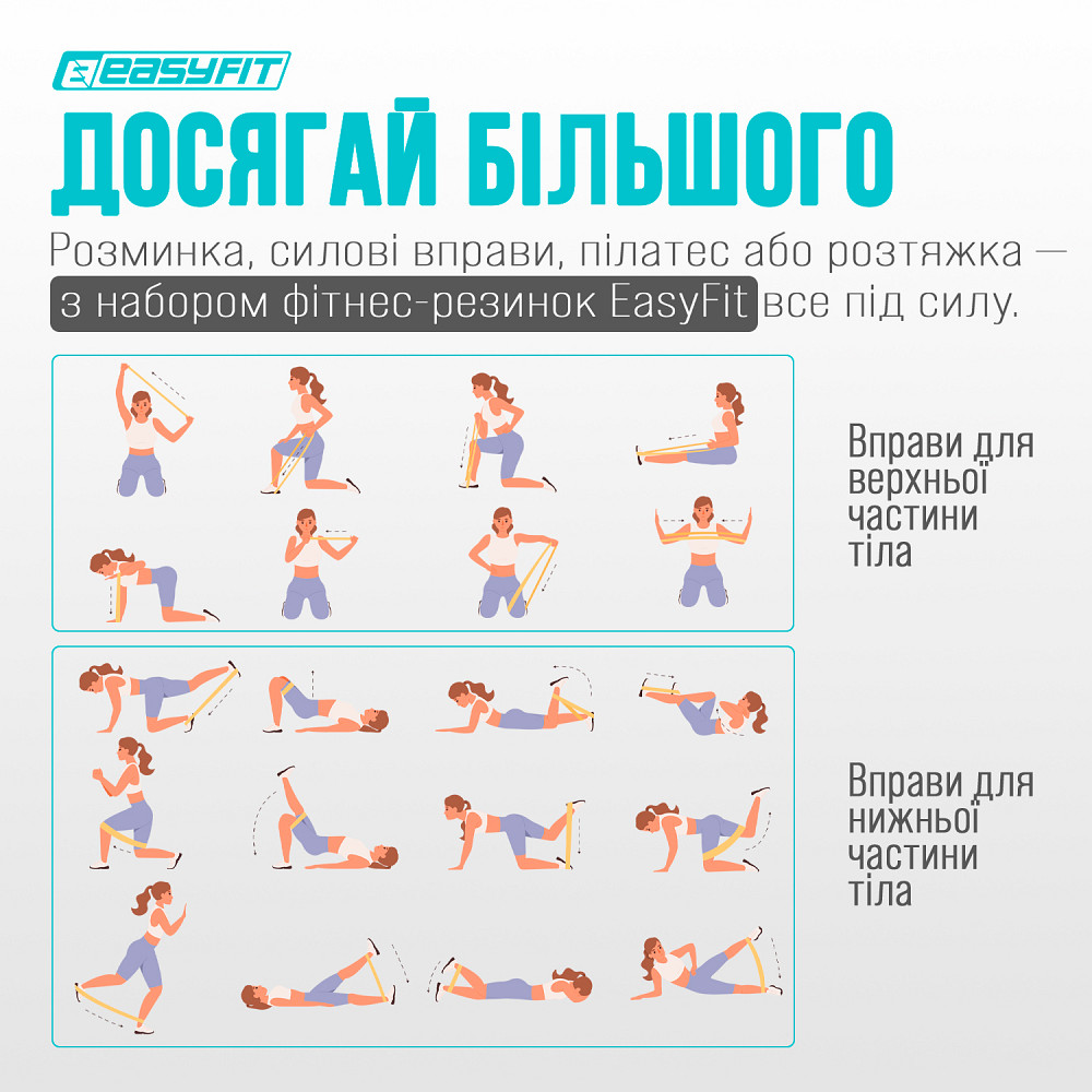 EasyFit Гумові кільця для фітнесу EasyFit набір 3 шт Коломия - фото 7