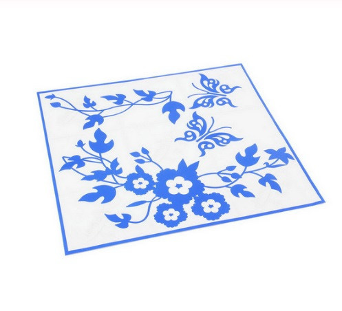 Наклейка на унитаз цветочная с бабочками 30 на 30 см голубой Киев - изображение 6