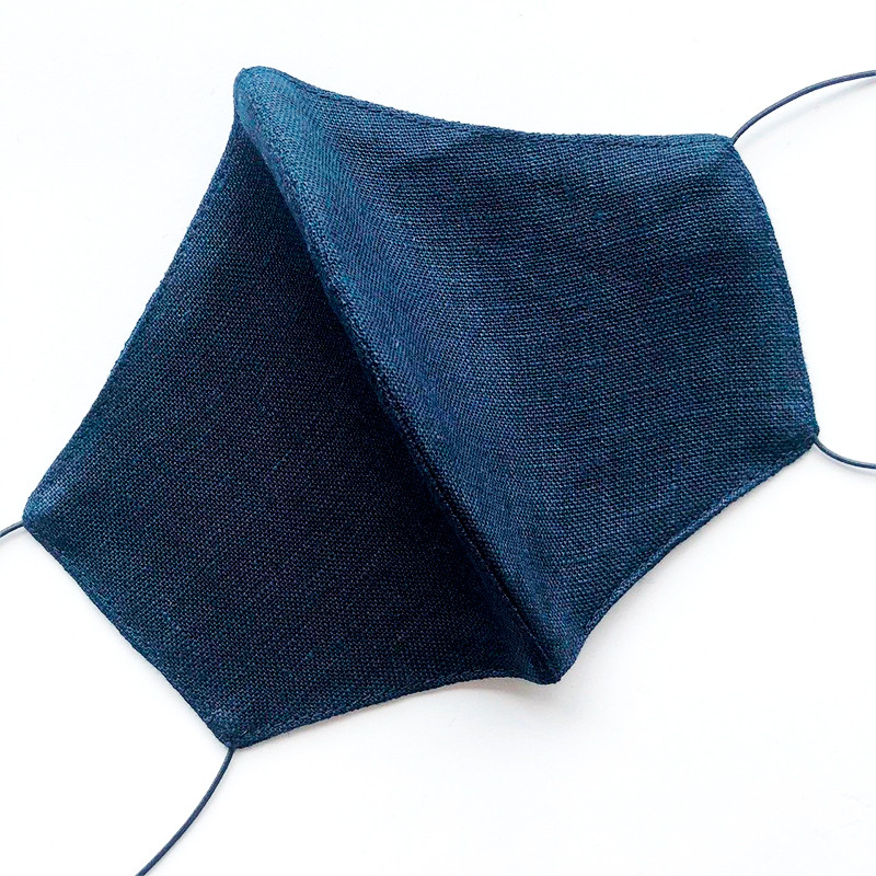 Маска захисна багаторазова зі 100% ЛЬОНУ Розмір L (Темно-Синій) Суми - фото 2