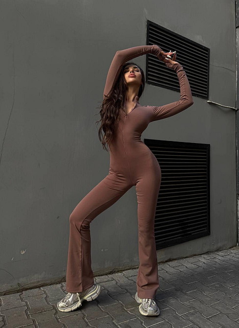 Женский теплый базовый комбинезон из микродайвинга на флисе Мокко, 46/48 Одесса - изображение 5