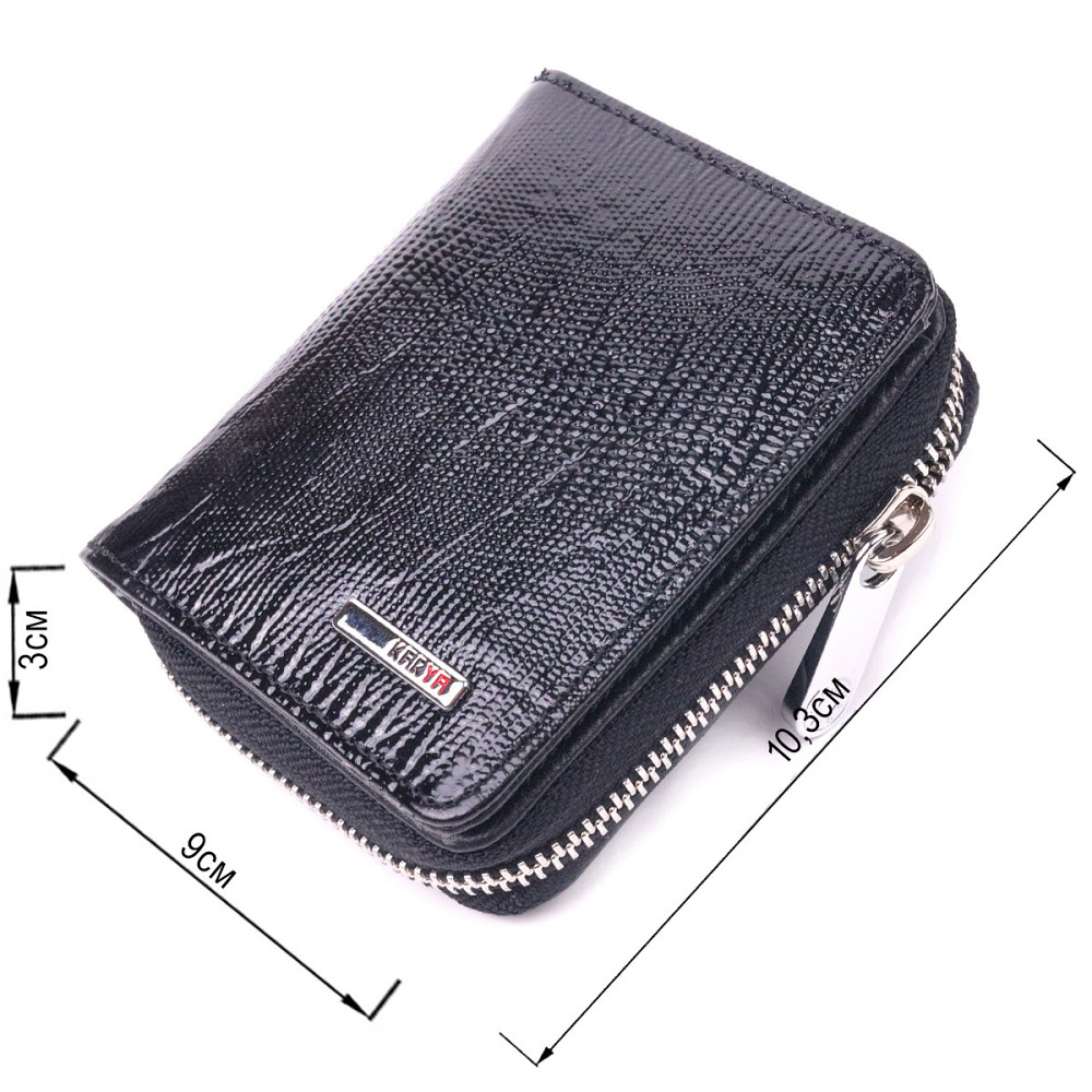 Лакований гаманець для жінок з монетницею на блискавці Чорний (KARYA) Київ - фото 8