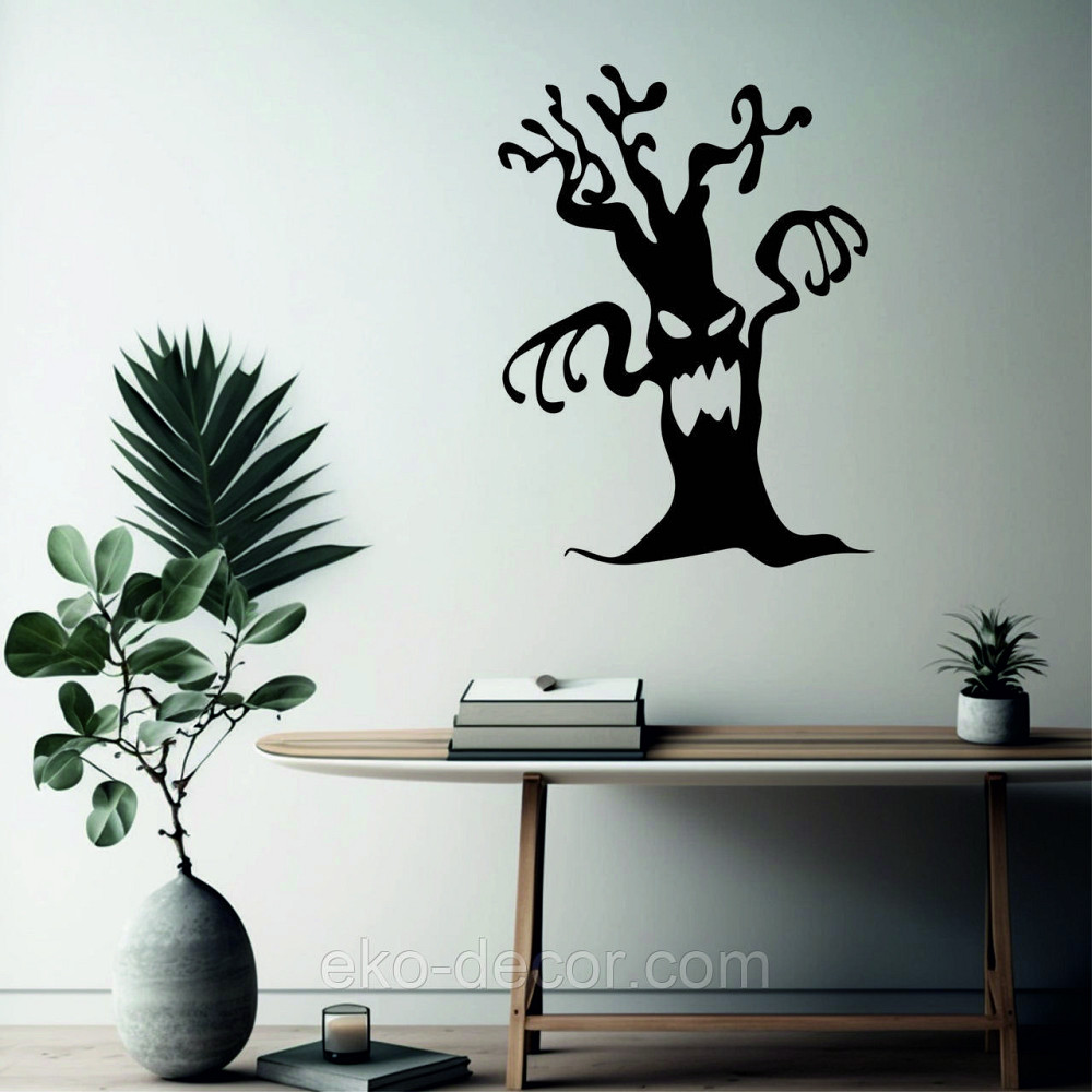 Декоративне настінне Панно «Хелловіїн, силует дерева», Декор на стіну 90*67 см, Чорний Київ - фото 5