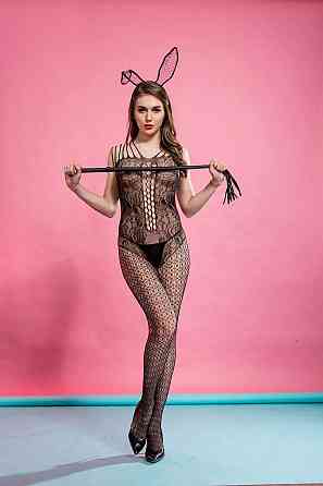 Еротичний бодістокінг з дрібної сітки, жіноча сексуальна білизна, універсальний розмір, зріст: 145–185 см, One Size чорний, 7020 Кам'янець-Подільський