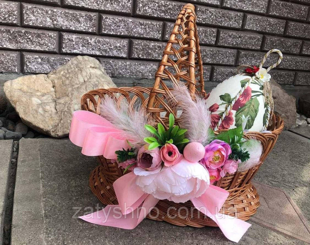 Пасхальний кошик плетений з прикрасою Київ - фото 2