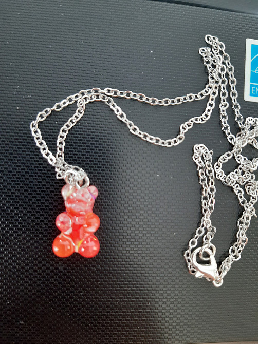 Підвіска ведмедик, з конфетті - довжина 50см, смола, цинковий сплав Київ - фото 1