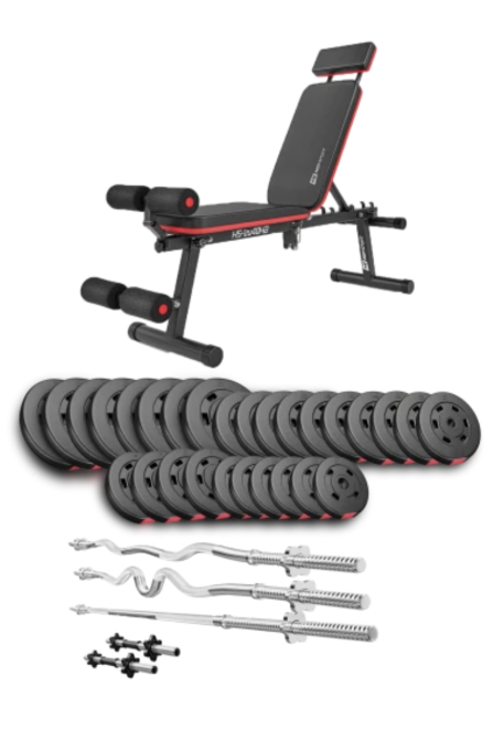 Набір Hop-Sport Premium 173кг з лавою HS-2040 HB, штангами та гантелями Киев - изображение 1