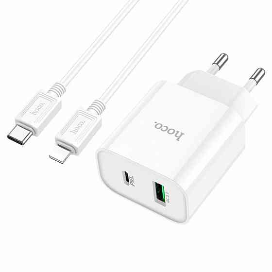 Мережевий зарядний пристрій HOCO C80A Plus Rapido PD20W+QC3.0 charger set(C to iP) White Киев