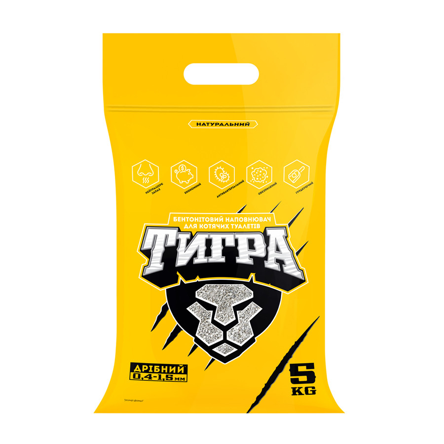Натуральний бентонітовий наповнювач для котячих туалетів Тигра, 5 кг, гранула міні 0,4-1,5 мм, Коломия - фото 1