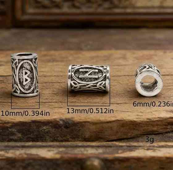 Набір намистин з рунами 80 шт металеві бусини для браслетів кулонів амулетів волосся дредів косичок Київ