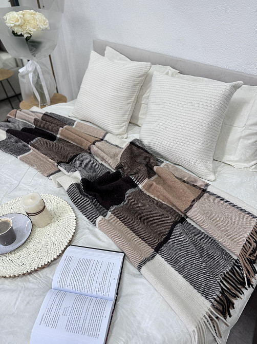 Vladi Плед Vladi 140x200 cм вовняний 70% Нова Зеландія коричневий Коломия - фото 3