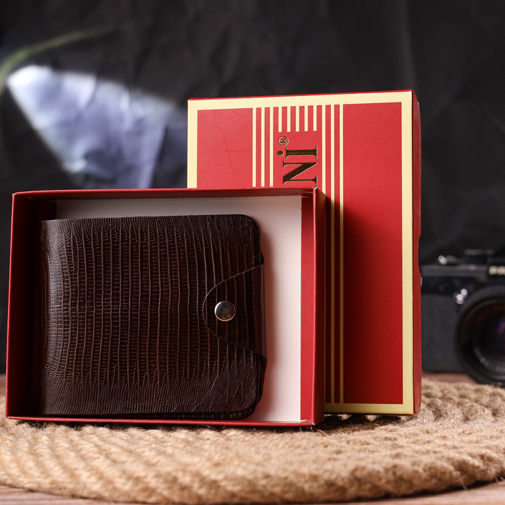 Элегантное портмоне для мужчин в два сложения из натуральной фактурной кожи CANPELLINI 21576 Коричневое Киев - изображение 1