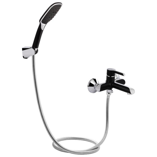 Змішувач для ванни з душовим гарнітуром Qtap Grand QTGRABCR006 Chrome/Black Харків - фото 1