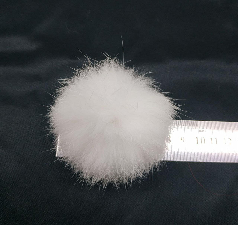 Помпони з натурального хутра кролика на нитці 6-7 см Червоний Харків - фото 4