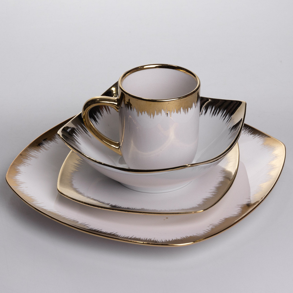 Yiwu Столовий набір посуду тарілок і чашок 24 предмети на 6 персон «Геометрія» порцеляновий SD- Коломия - фото 7