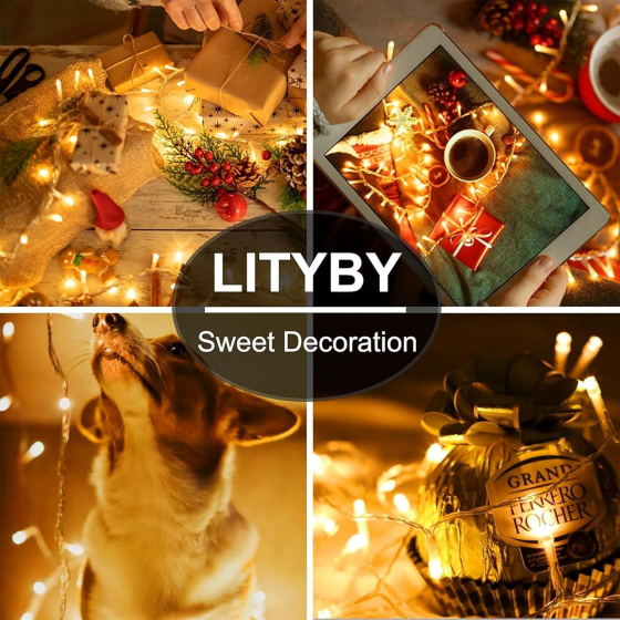 LED-гірлянда LITYBY LRDY2301 25 м 220 LED, теплий білий, 8 режимів, IP65, 31 В, для дому та вулиці Київ