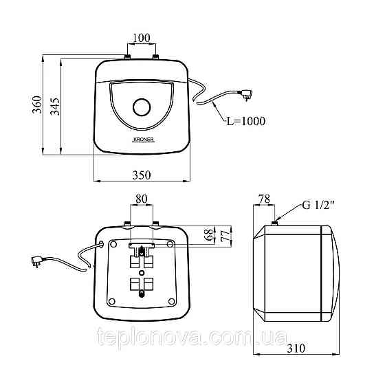 Водонагрівач Kroner Small K15SU1.5 з мокрим ТЕНом Чернівці