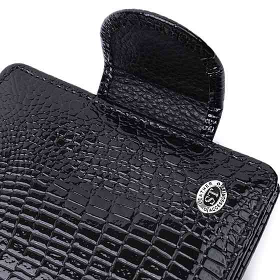 Гаманець для жінок середнього розміру з натуральної шкіри ST Leather 22686 Чорний Київ