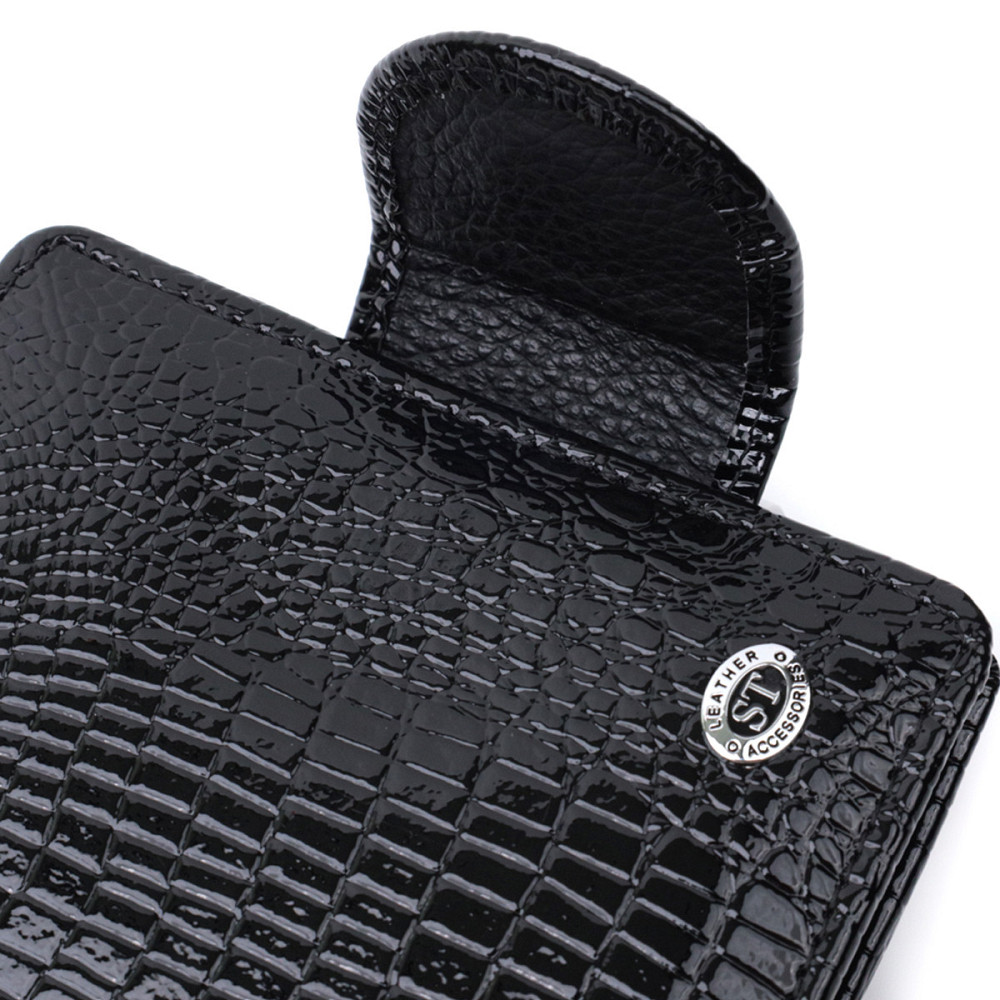 Гаманець для жінок середнього розміру з натуральної шкіри ST Leather 22686 Чорний Київ - фото 5
