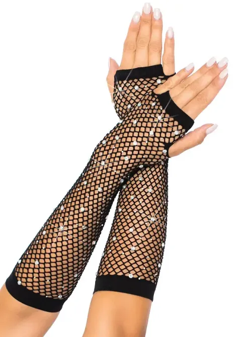 Мітенки Leg Avenue Rhinestone Fishnet Arm Warmers Black Львів - фото 1
