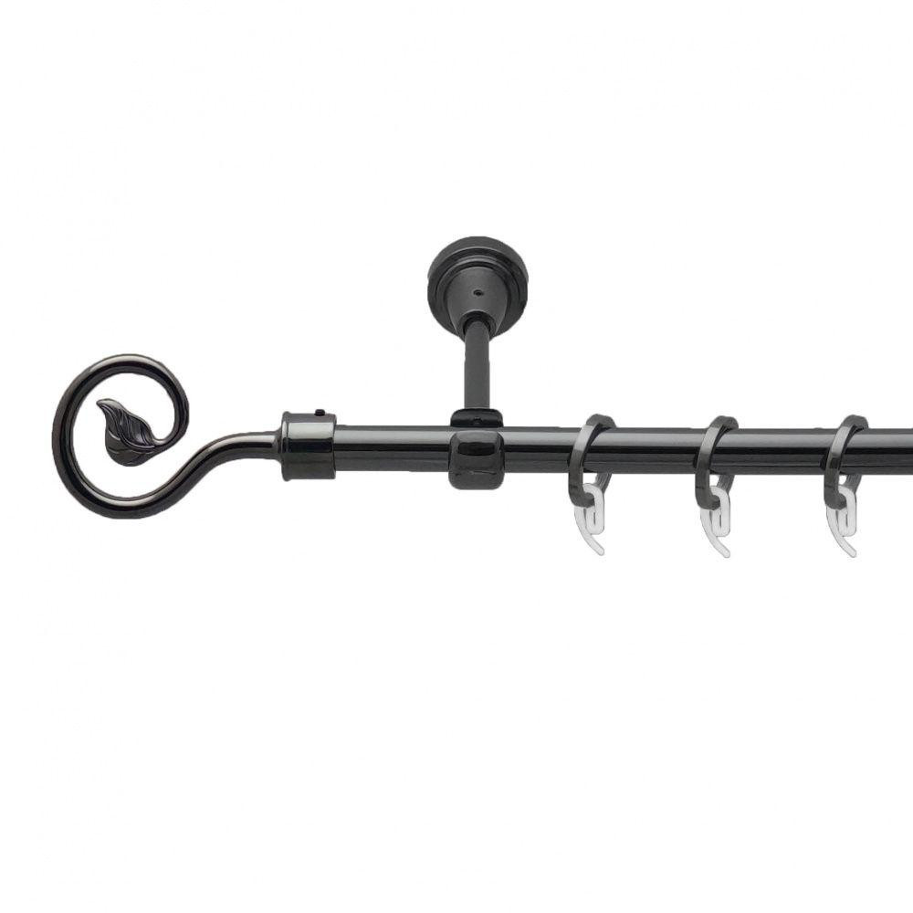 Карниз Orvit Лукка металевий однорядний відкритий гладка труба кільце фасонне металеве  Онікс 16 мм 240 см Львов - изображение 1