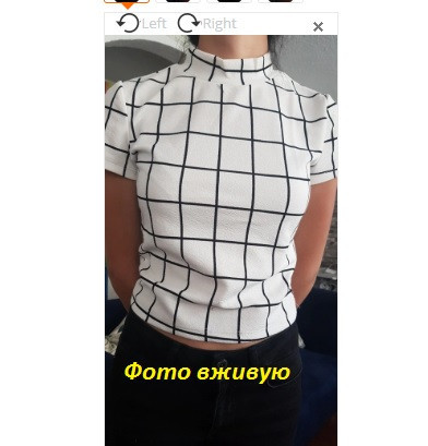 Жіноча футболка в клітинку з високим горлом біло-чорний Київ - фото 5