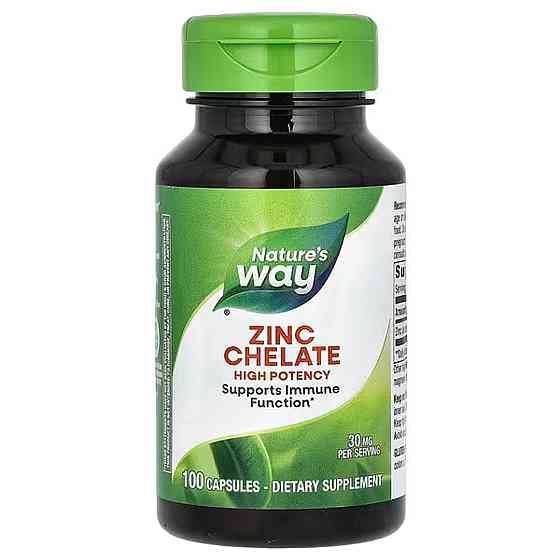 Хелат цинка, Zinc Chelate, Nature's Way, 30 мг, 100 капсул Луцк
