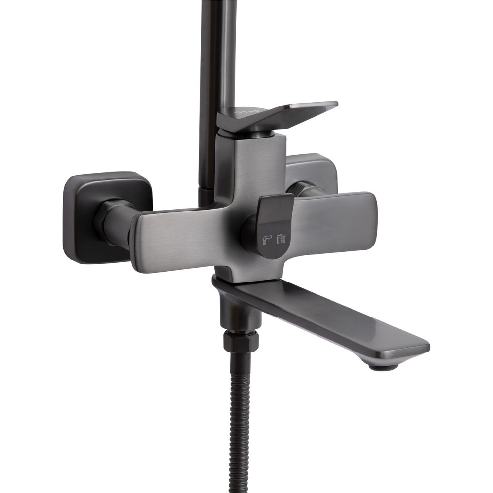 Душевая система универсальная Qtap Presto на три потребителя (с изливом) QTPRE111GRP45585 Graphite Киев - изображение 3