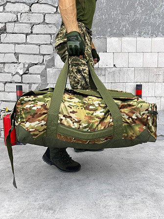 Сумка баул тактическая армейская походная 3 в 1 на 65 л рюкзак для военных и туристов усиленный Мультикам Киев - изображение 7