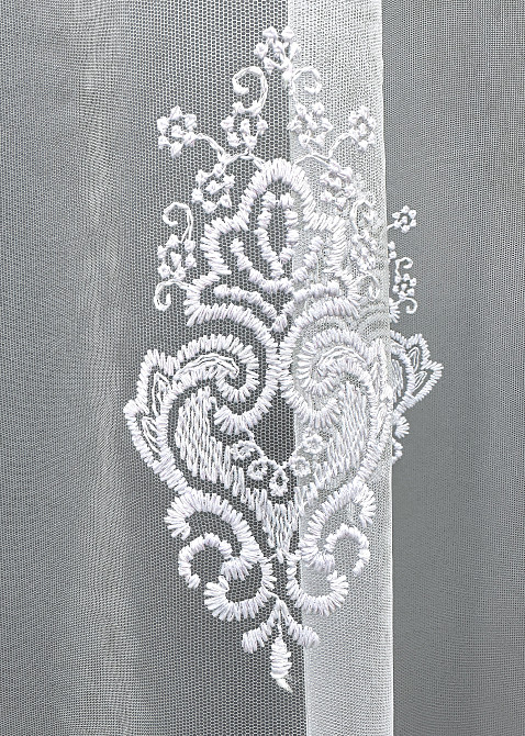 Тюль фатин с вышивкой и люрексом цвет холодный белый 1571т Киев - изображение 3