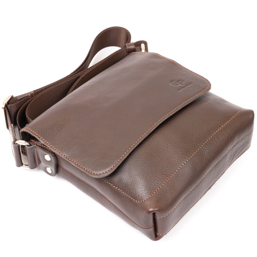 Сумка месенджер в гладкій шкірі GRANDE PELLE 11334 Шоколадна Київ - фото 6