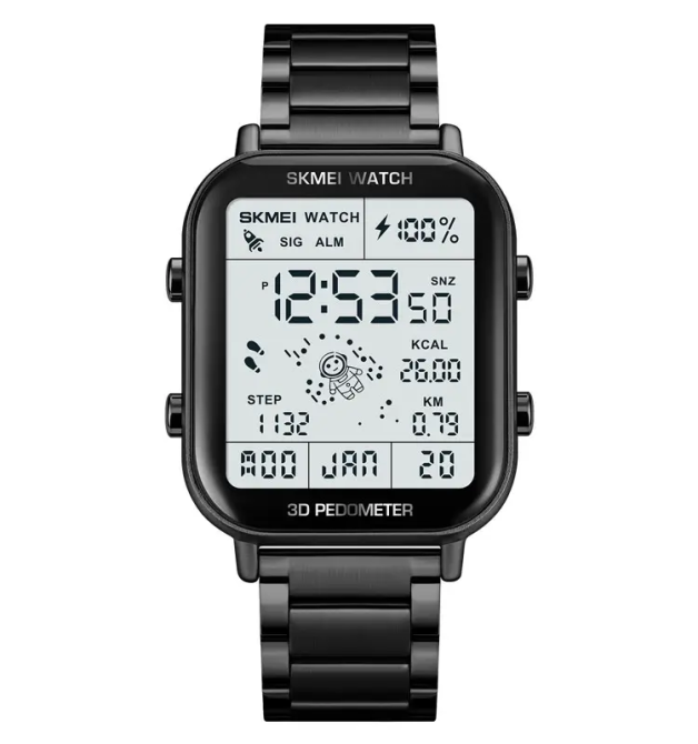 Чоловічий наручний годинник Skmei 1888 astronaut фітнес трекер (Чорний) Київ - фото 1