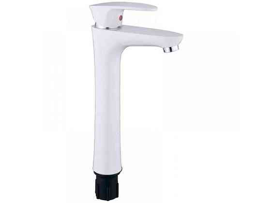 Смеситель на умывальник белый CEZAR-001 HIGH SET WHITE (с подведением) ТМ PLAMIX Киев