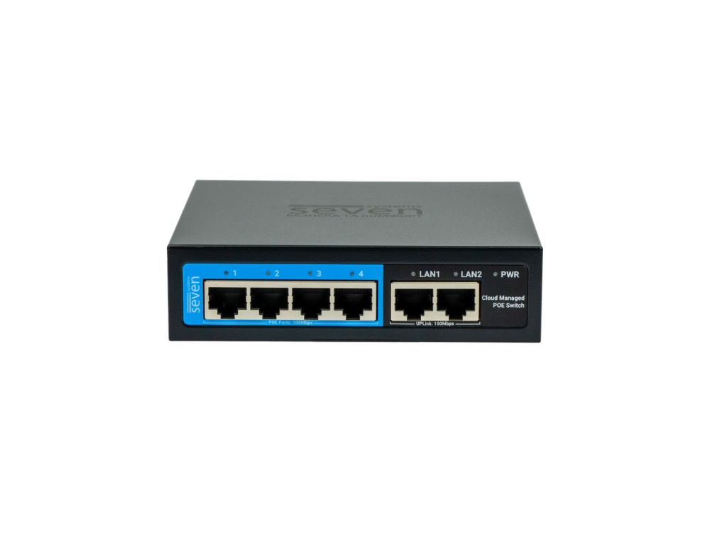 Хмарно керований 6-ти портовий PoE комутатор SEVEN PS204D (Cloud POE: 4, UP: 2) Київ - фото 1