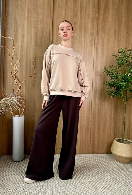 Женский стильный повседневный костюм из трехнитки диагональ Одесса - изображение 6