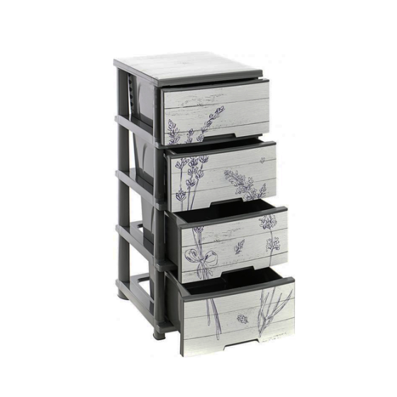 Комод пластик 392х465х955мм с рисунком Лаванда 4 ящика Харьков