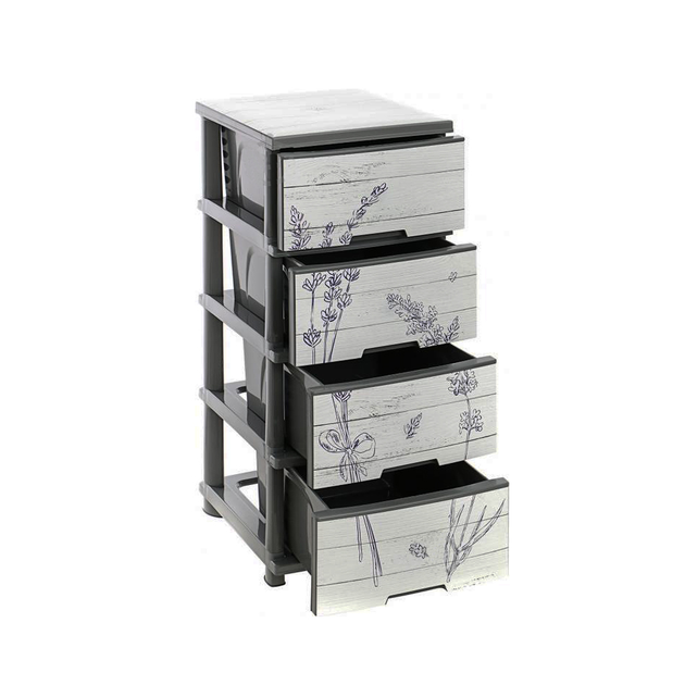 Комод пластик 392х465х955мм с рисунком Лаванда 4 ящика Харьков - изображение 1