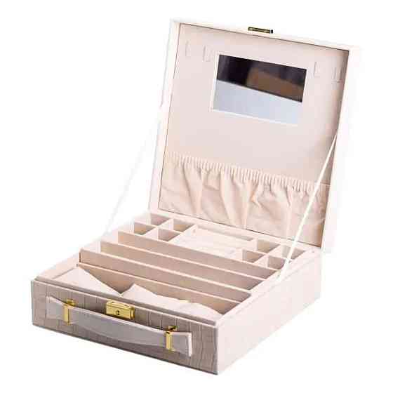 Скринька для прикрас з еко шкіри 2 яруси органайзер для ювелірних виробів HP-5-35BE Коломия