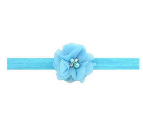 Пов'язка дитяча з квіткою блакитна - універсальний (на резинці), квітка 5,5 см Київ
