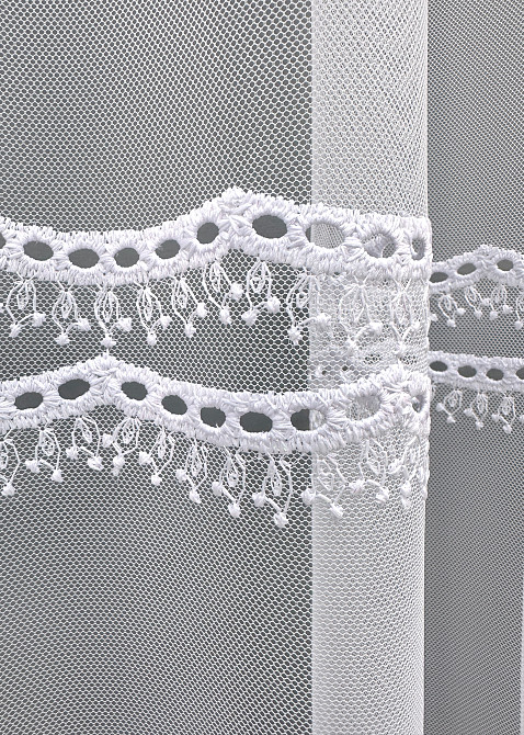 Тюль VR-Textil 1822т Грек-сетка с вышивкой и люрексом цвет Белый 300х270 см (42-0806) Киев - изображение 6