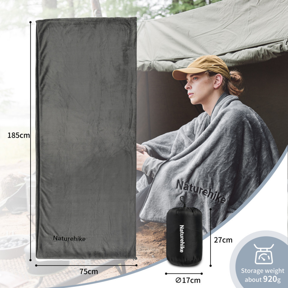 Підкладка для спального мішка Naturehike CNK2450WS024 фліс (Графіт) Вінниця - фото 2