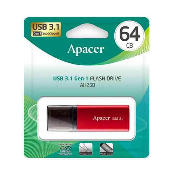 Флеш-накопичувач Apacer USB 3.2 Gen 1 AH25B 64Gb Red Київ
