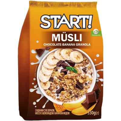 Гранола АХА Мюслів з шоколадом і бананом медові 330 г (4820008125361) Вінниця