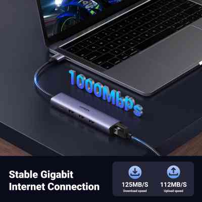 Концентратор Ugreen USB 3.0 to 3хUSB 3.0/Type-C+RJ45(1000M) Ethernet 5in1 CM475 (60554) Вінниця